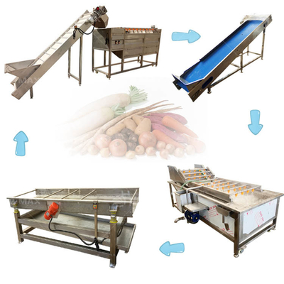 Ligne de transformation de légumes à grande vitesse dotée d'une puissance de 3,75 kW et d'une technologie de nettoyage par bulles