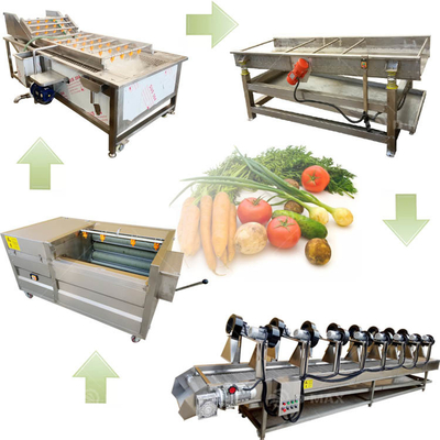 Ligne de traitement industriel de nettoyage et de séchage des légumes avec technologie avancée de bulle